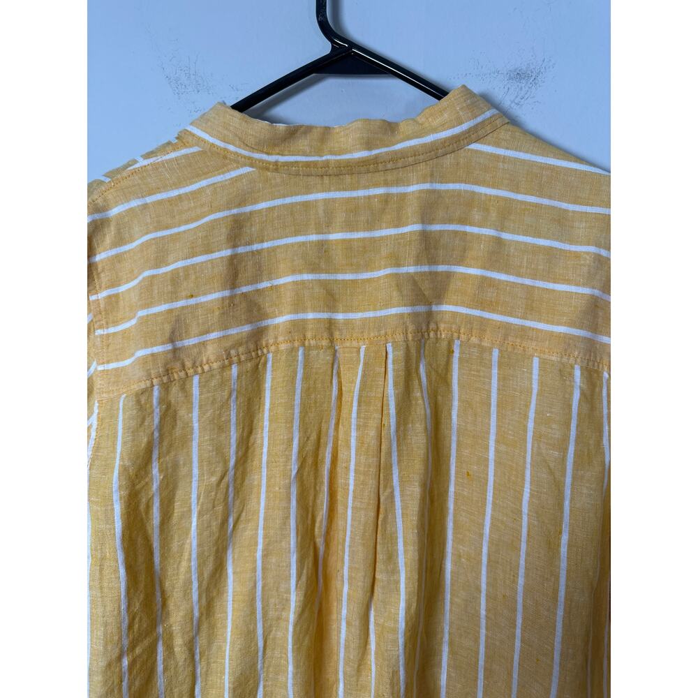 C&C California Womens Linen Top Tunic Roll Tab Sleeve Boho 1X Yellow - Picture 7 of 10